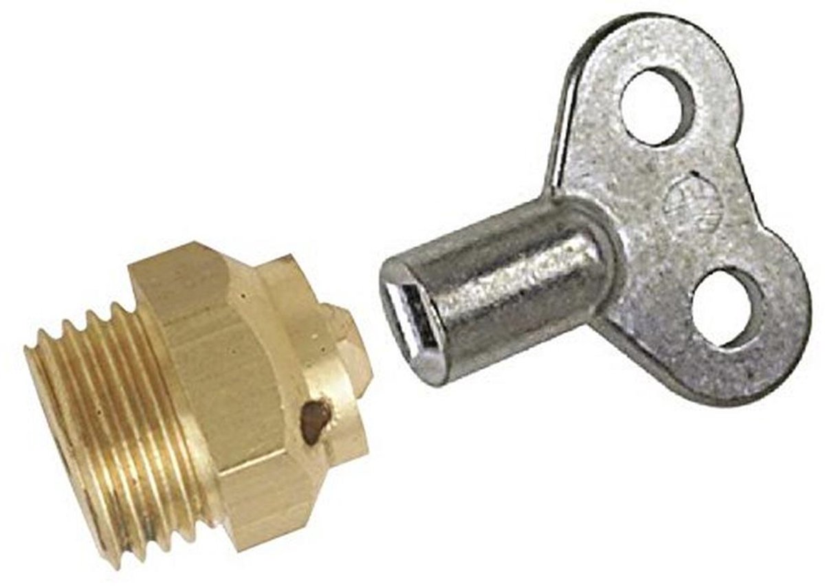 Vierkante Radiator Bleeder 4 Vernikkeld 05 x 10 met Sleutel