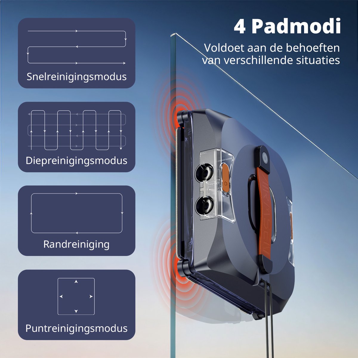 AIRMSEN Robot Ramenwasser - 6000Pa - 4 spuitmonden – 4 reinigingsmodi - 110ml - Donkerblauw thumbnail 2