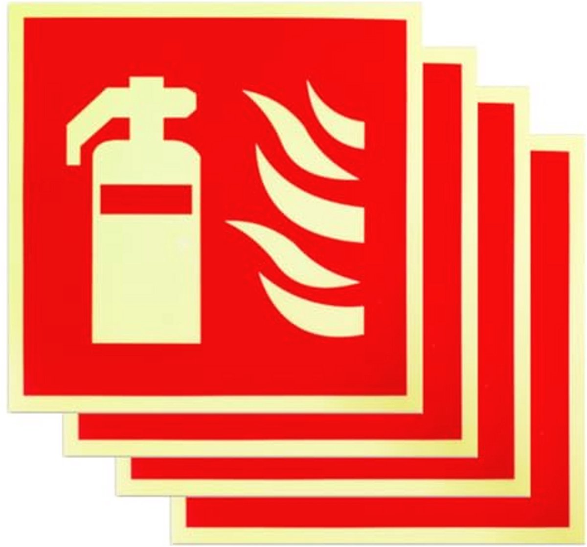 4 stuks zelfklevende brandblusserborden - pvc, lange helderheid, permanent pictogram voor thuis en kantoor (150 x 150 mm)