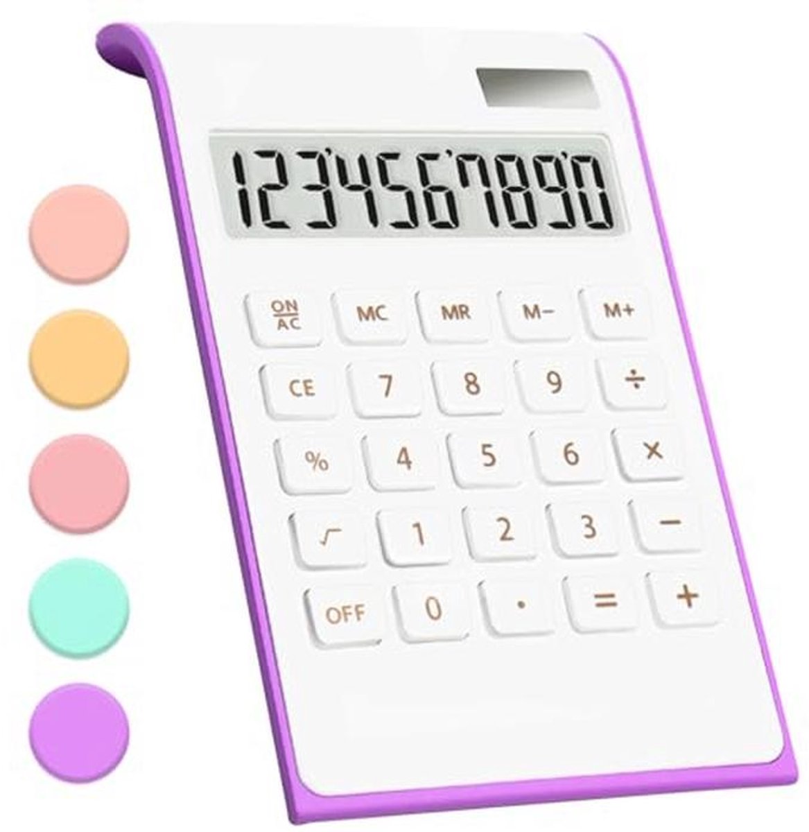 Paarse Zonnebatterij Desktopcalculator met Groot LCD Display