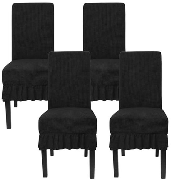 Stretch Stoelhoezen Voor Eetkamerstoelen Set Van 4 Zwarte Geruite 