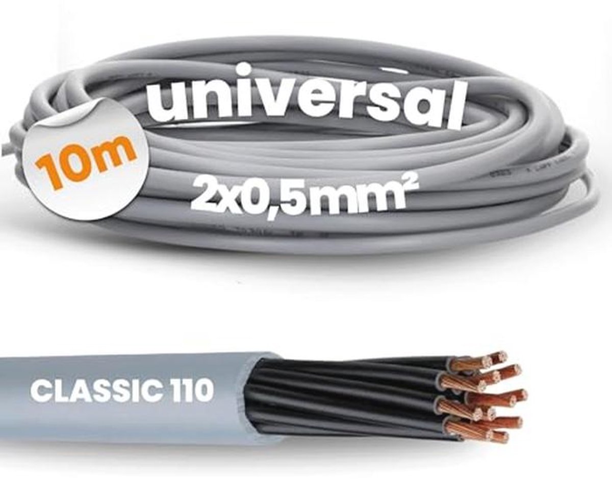 10 Meter Ölflex Classic 110 PVC Bedieningskabel, 2 x 0,5 mm², Stuurkabel, 2-Aderig