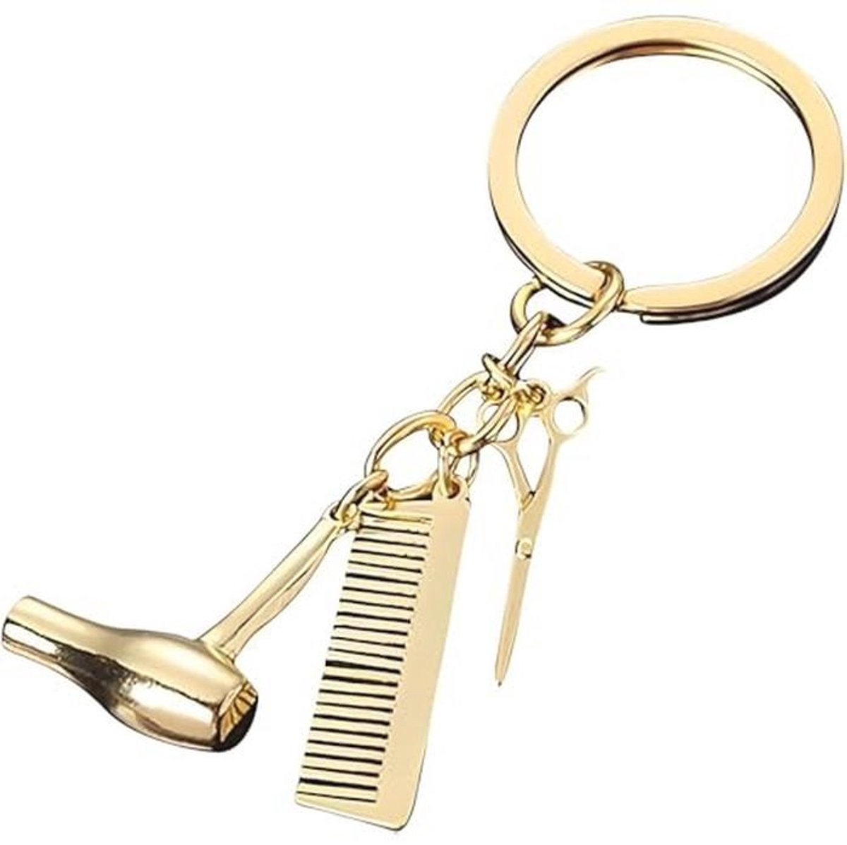 3-in-1 Sleutelhanger voor Schoonheidssalon - Gouden Gereedschap voor Kappers en Stylisten
