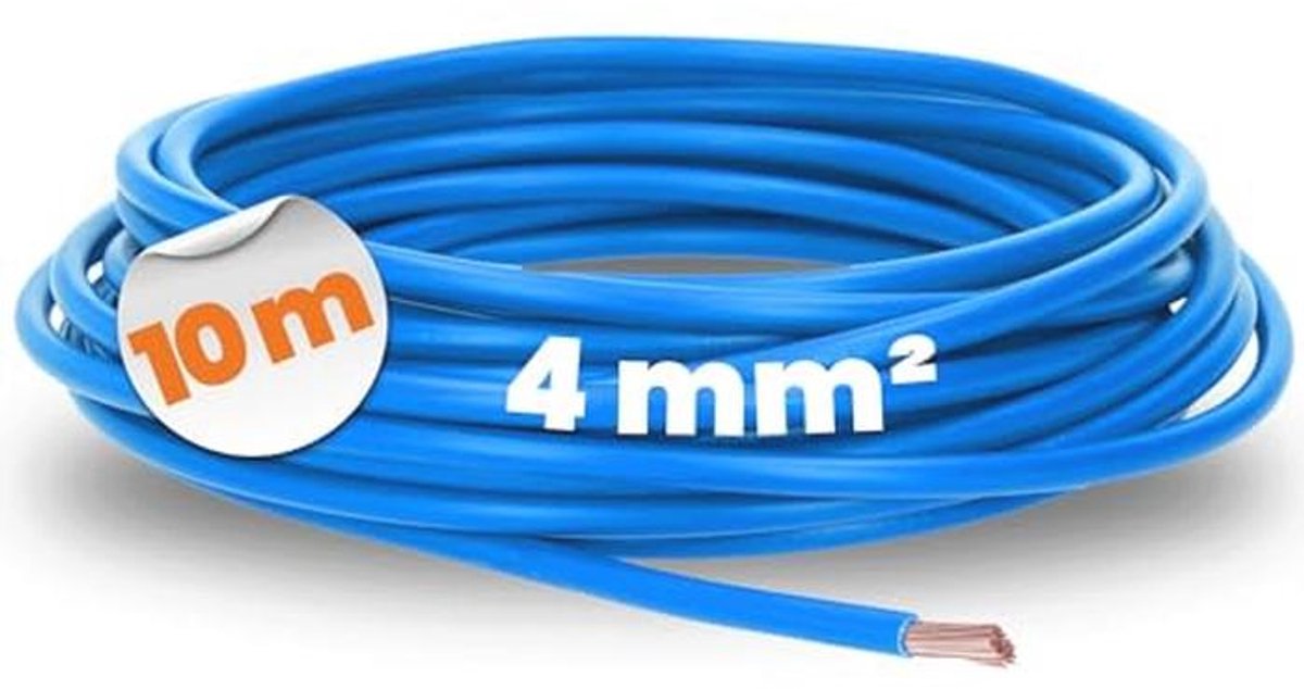 10 meter 4 mm² blauwe bedradingsleiding | flexibele aderleiding voor schakelkasten en elektrische installaties