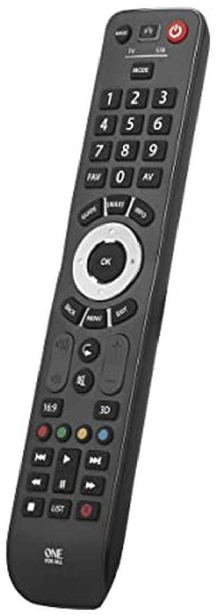 Universele afstandsbediening voor TV en ontvanger met leerfunctie