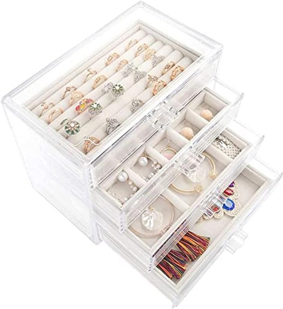 Transparante Acryl Sieraden Organizer met 4 Laden