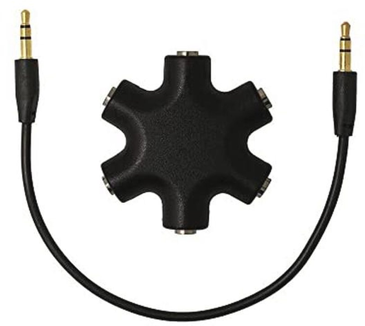 5-Way Audio Splitter 3.5mm Jack - Hoofdtelefoon Verdeelstuk voor Smartphone, Laptop en PC