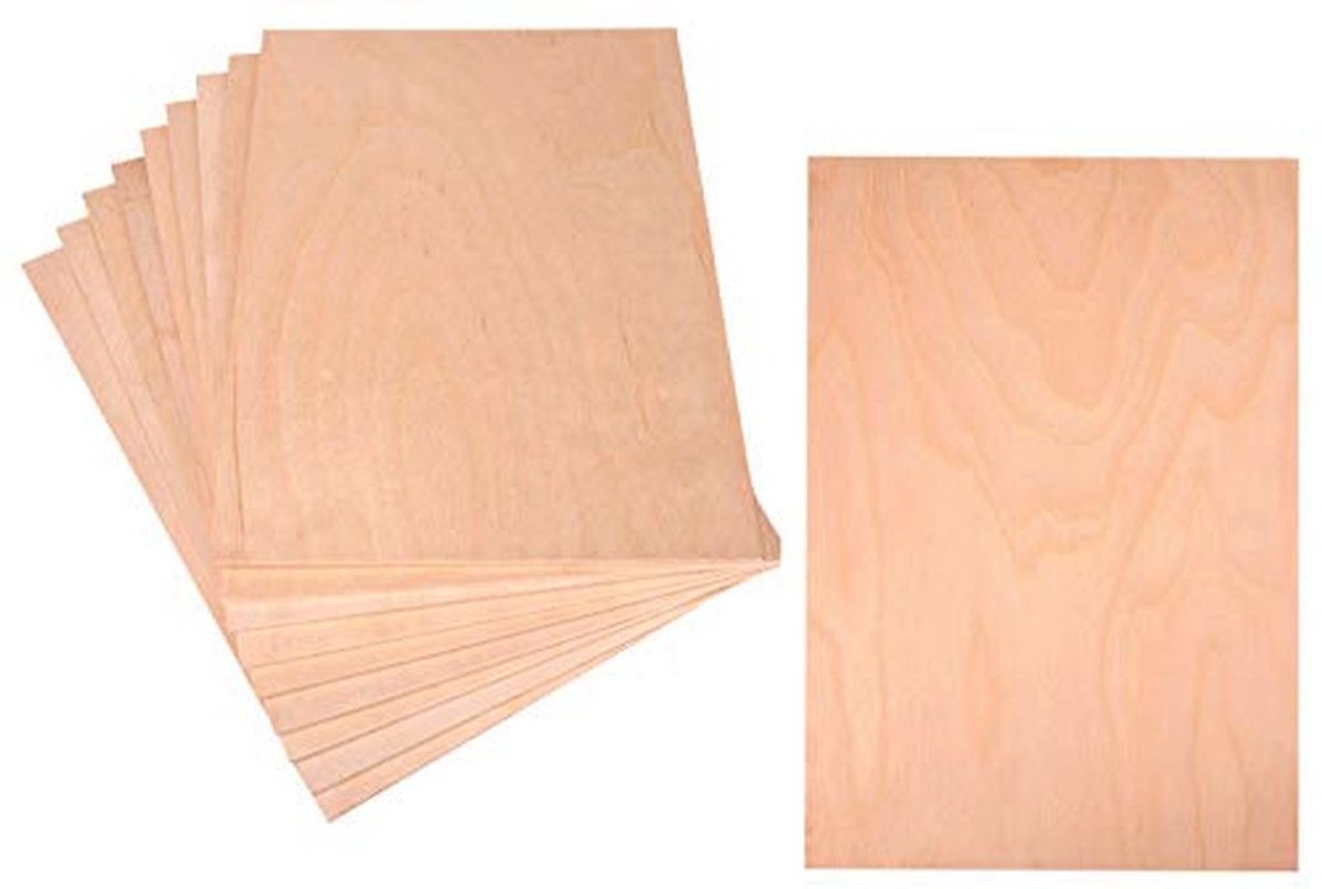 Multiplexplaat 3 mm - 10 stuks A4 formaat voor Houtdecoratie en Kunst