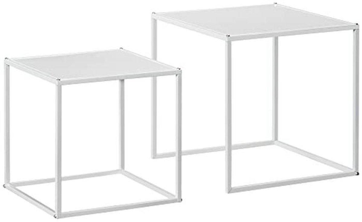 Moderne Set van 2 Vierkante Nesting Salontafels voor Woonkamer en Slaapkamer