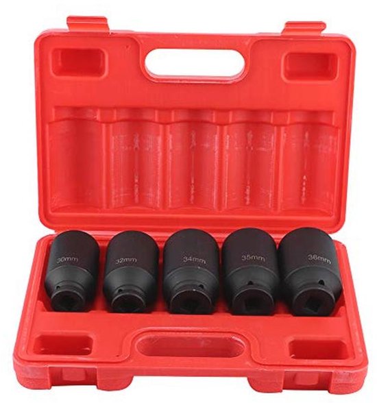 5-delige dopsleutelset 1/2 inch met 12-punts slagmoersleutel en