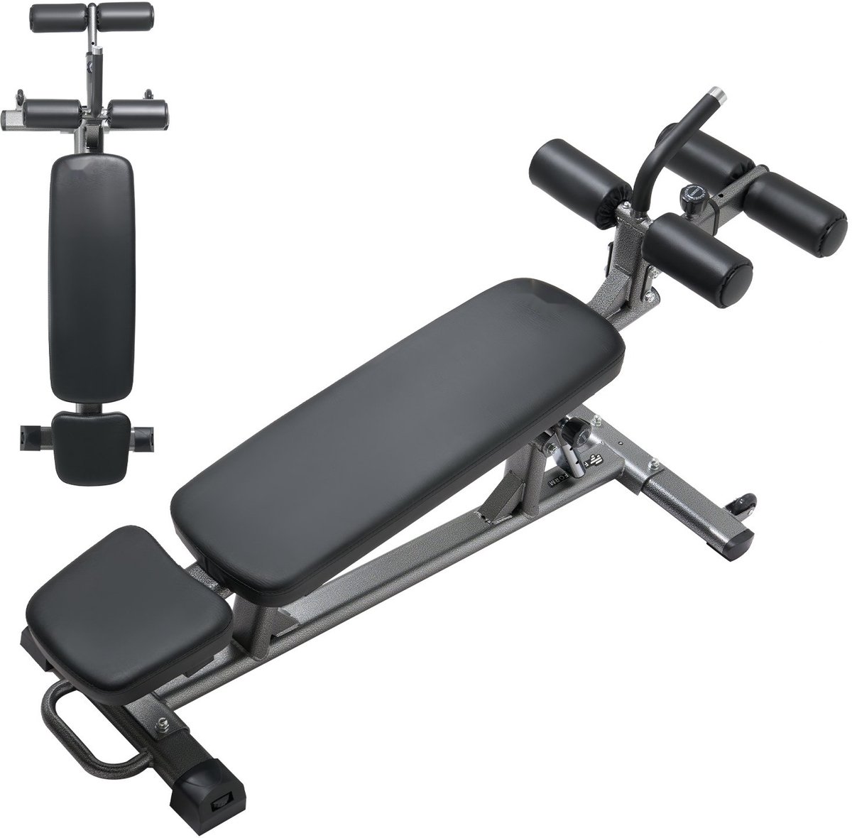 Buikspierbank - Sit-up Bank en Rugtrainer - 4-standen Hoogteverstelbaar - Draagvermogen 454 kg - Voor Thuis en Sportschool - Krachttraining