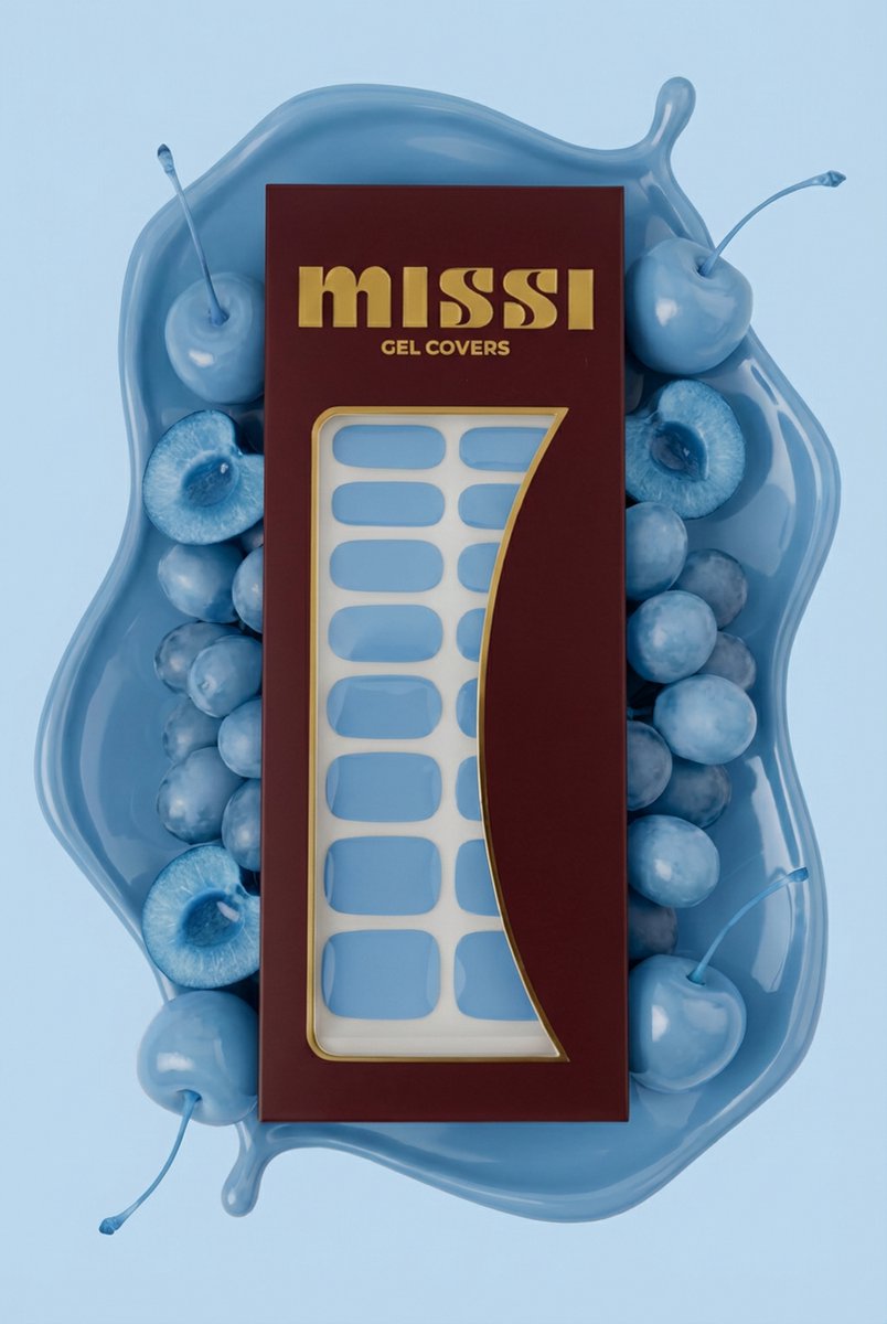 MISSI - Nagels - Nagelstickers - UV-vrije Gel Wraps - Nail Art - Zonder Droogtijd - 22 stickers - Denim blue