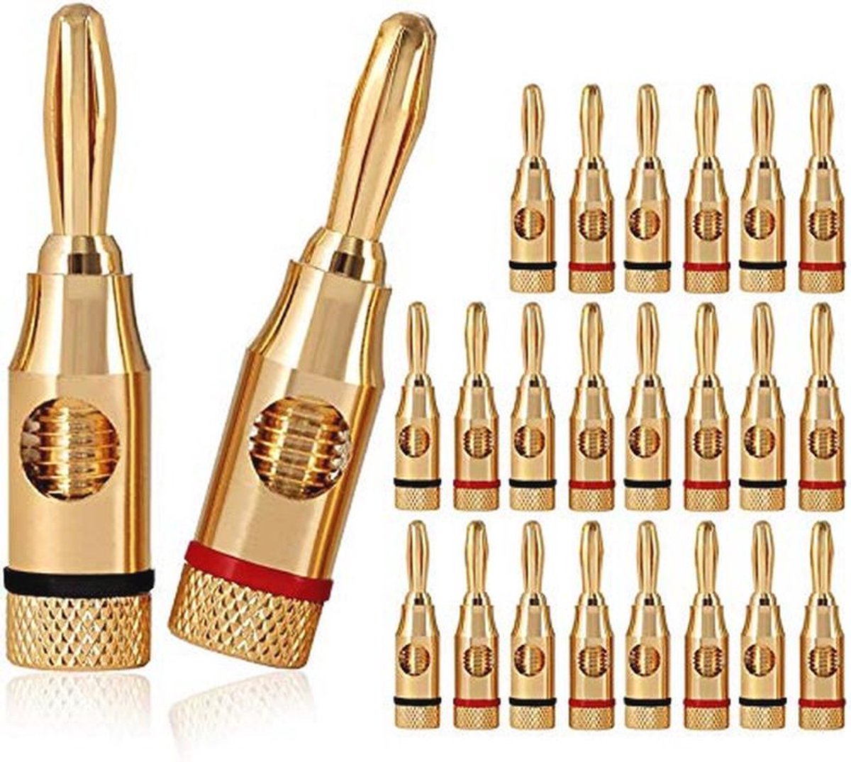 24 Pack Speaker Male Banana Plugs - 24K Gold Plated Audio Connectors