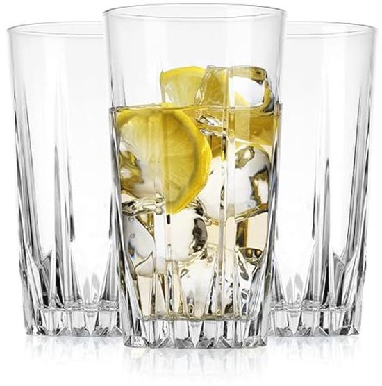 LAV Luxe Waterglazen, Longdrinkglazen, set van 6, 360 ml, 100% LOODVRIJE, Kristalglazen, Drinkglazen, Highball glazen, Waterglas, Cocktailglazen