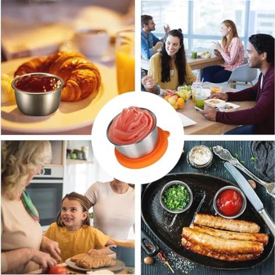 Mini Snackbox voor Kinderen - Roestvrijstalen Voedselcontainer - Herbruikbare Sauscontainer - Lekvrij 50 ml - Set van 4 van MINI — afbeelding 2