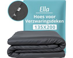 Hoes voor de verzwaringsdeken van Ella 135 x 200 CM - 7 KG & 9 KG - Overtrek Hoes van 100% biologisch katoen - Antraciet