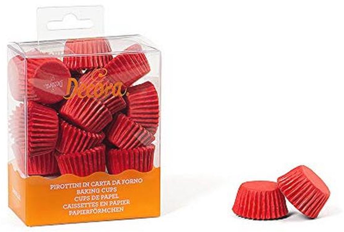 200 Stuks Bakbekers voor Muffins en Taarten - Rood, 27 x 17 mm