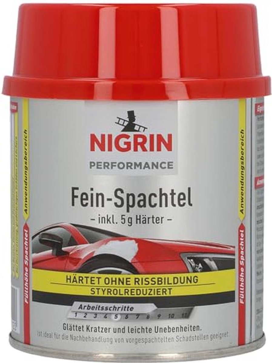 Fijnplamuur voor Auto, Snel Hardend, Maakt Krassen en Oneffenheden Glad, 245 g met Verharder