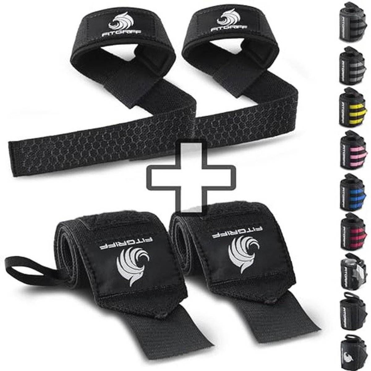Wrist wraps + pulling aids set - perfect for strength training, fitness and bodybuilding