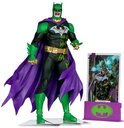Jokerized Batman actiefiguur met displaykaart, staand op een zilveren display.