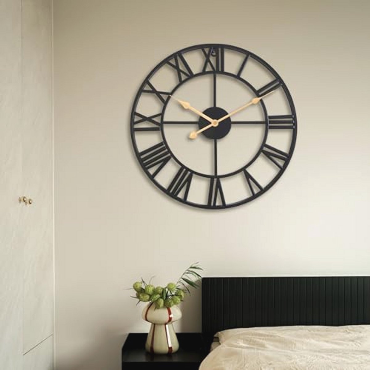 Grote Wandklok 50 cm zonder Tikker met Romeinse Cijfers - Ideaal voor Woonkamer, Keuken en Slaapkamer