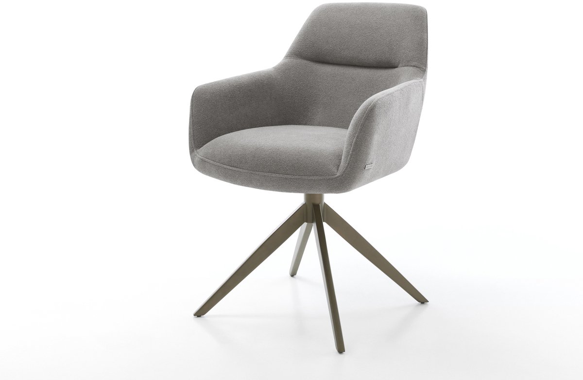 Eetkamerstoel Pejo-Flex kruisframe breed afwerking met titanium zachte stof met structuur