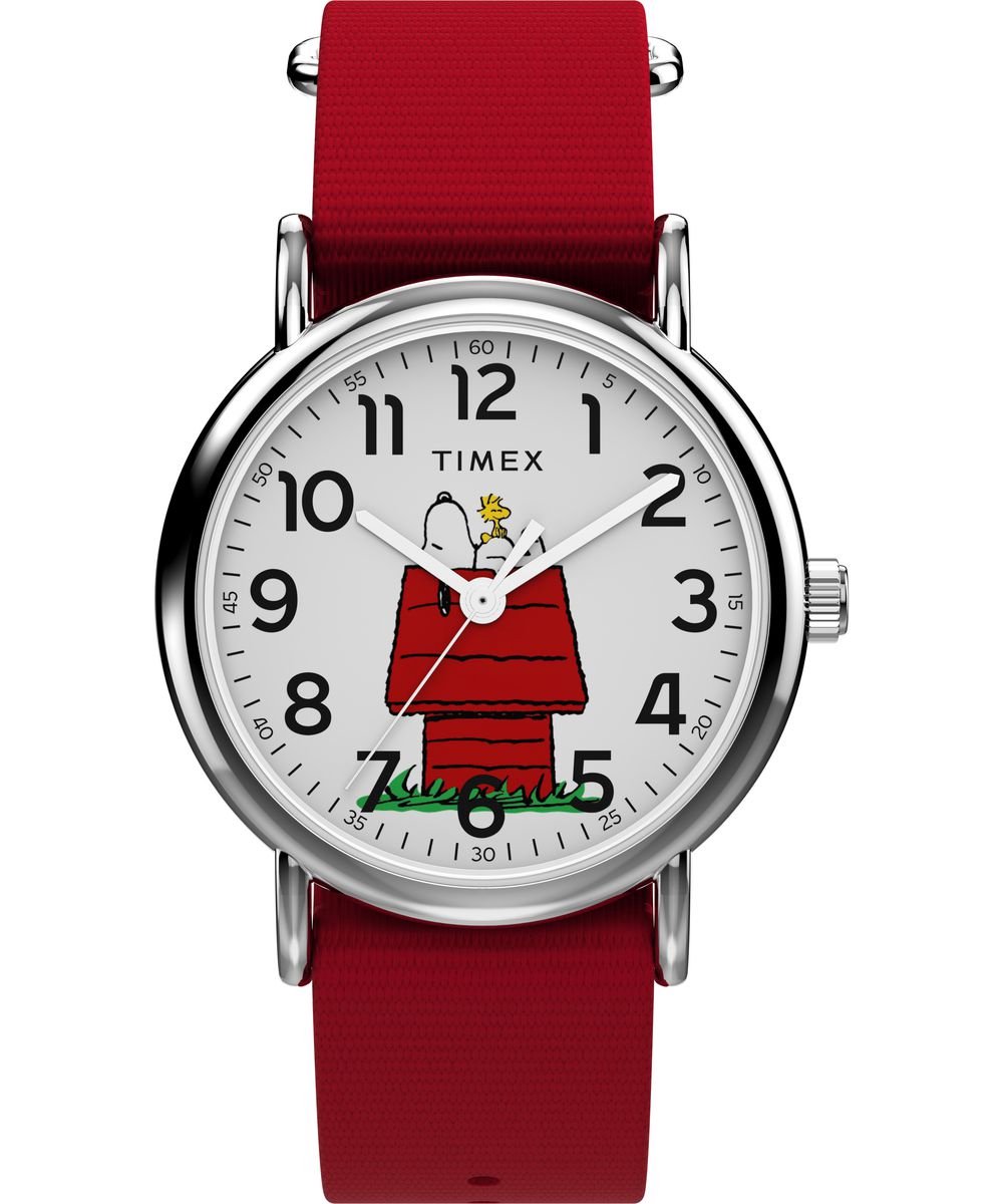 Timex Peanuts Weekender Snoopy Dog House TW2Y31200 Horloge - Textiel - Rood - Ø 38 mm