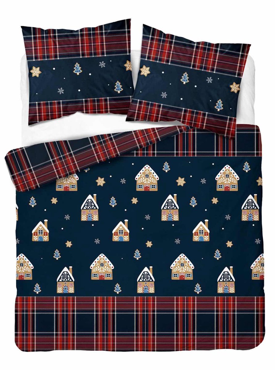 Kerst Dekbedovertrek 220x200cm Winter Kerstmis Christmas X-Mas Katoen GroteKussensloop 70x80cm