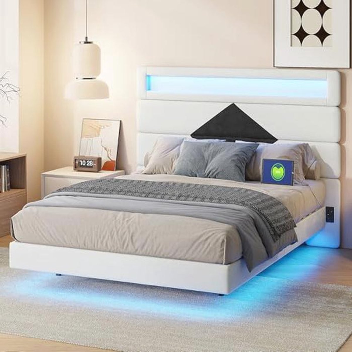 Modern Tweepersoonsbed met Ledverlichting en 2 USB-poorten - 140 x 190 cm