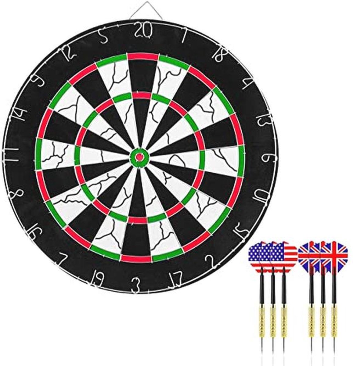 Dartpijlen Set met Dubbelzijdig Flock Dartbord en 6 Stalen Tips voor Volwassenen