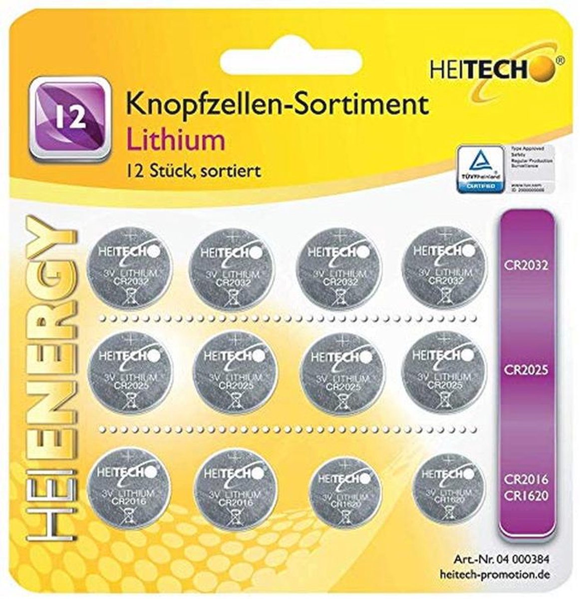 12 Stuks Lithium Knoopcellen CR2032 CR2025 CR2016 - 3V Waterdicht en Duurzaam