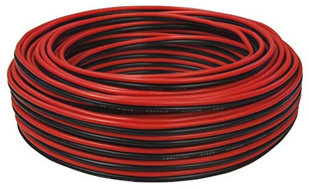 Luidsprekerkabel 2x1,50mm² 30 m Rood/Zwart - Ideaal voor Audiotoepassingen