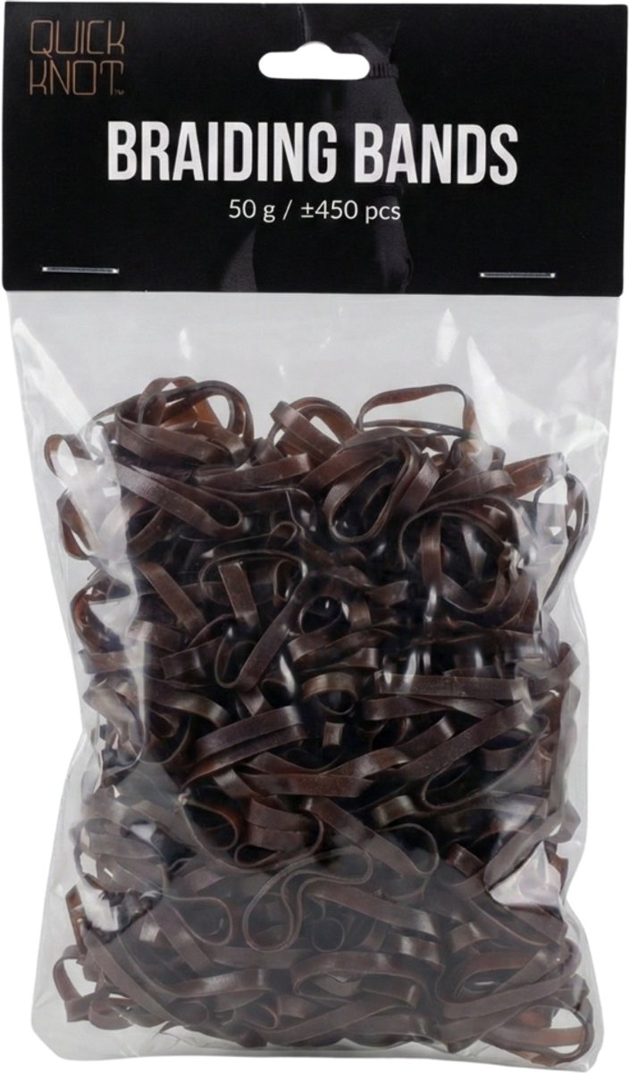 Quick Knot® Brede Vlechtelastiekjes - 450 stuks (50g) - Bruin - Extra Sterk & Plat - Paardenelastiekjes