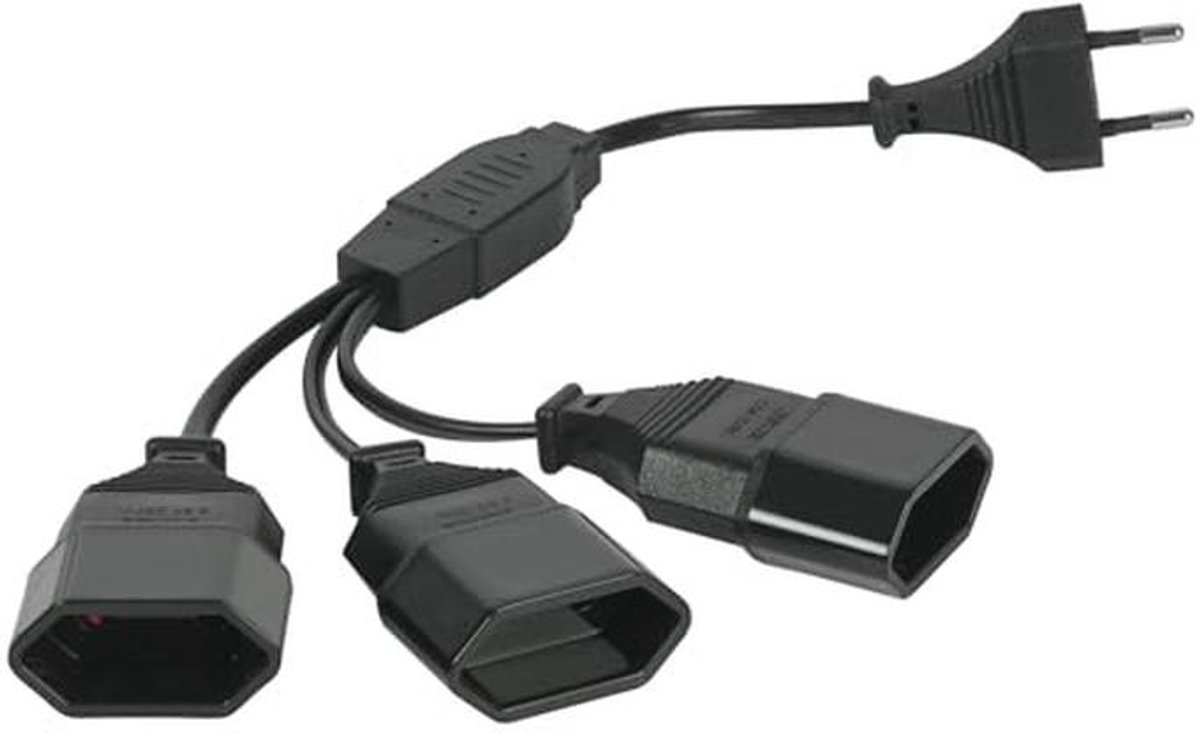 3-in-1 Euro Verlengsnoer - 0.3m, Type C Stekker voor TV, PC en Monitor