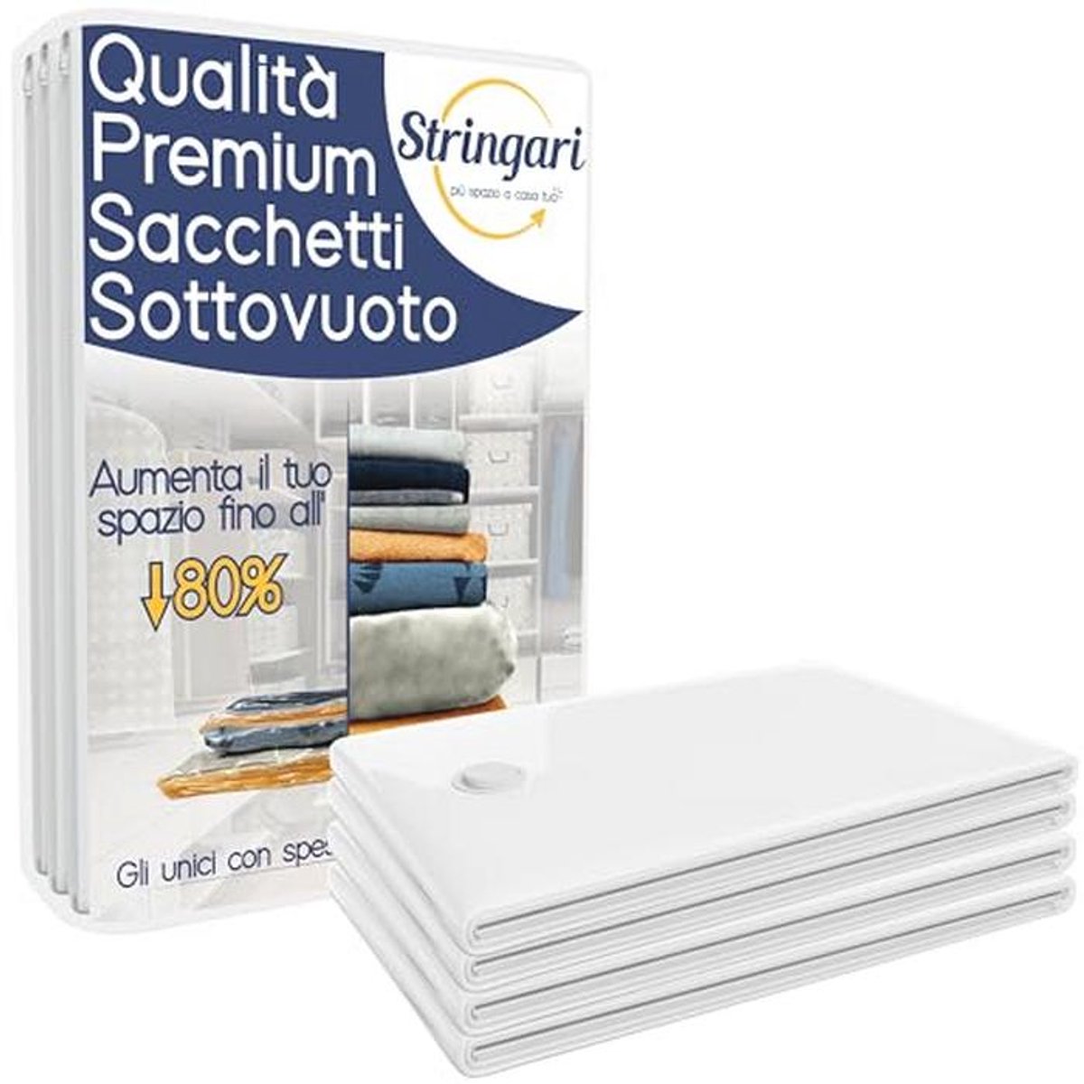 Vacuum bags 80 x 60 cm – 4 high-quality bags for clothes and duvets