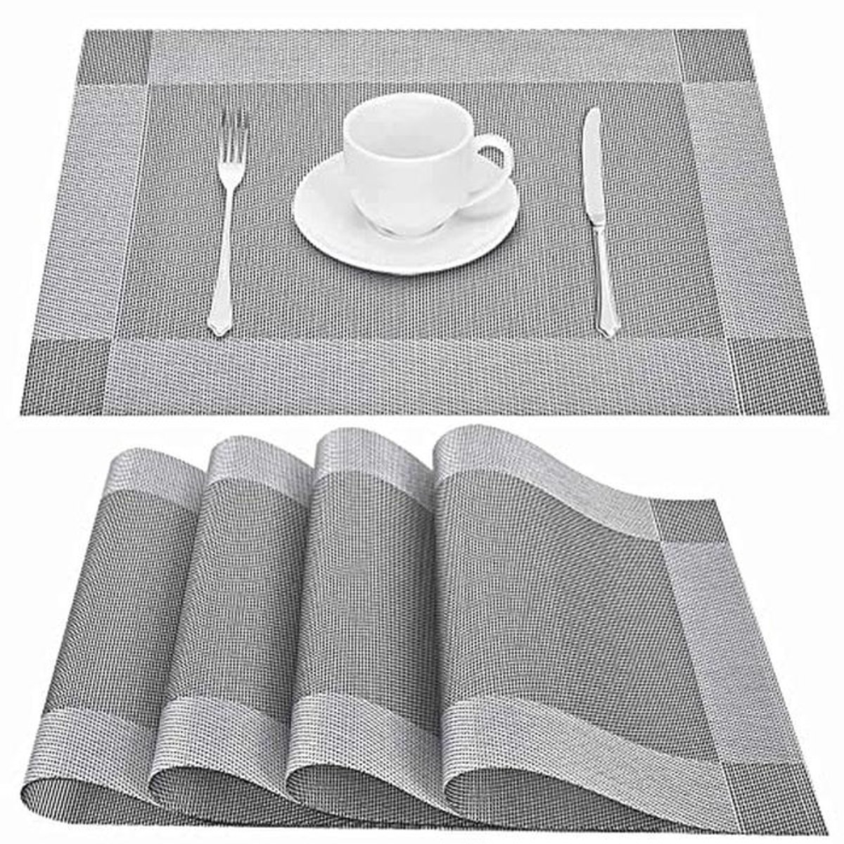 Hittebestendige geweven vinyl placemats set van 4 - Antislip en wasbaar voor eettafel