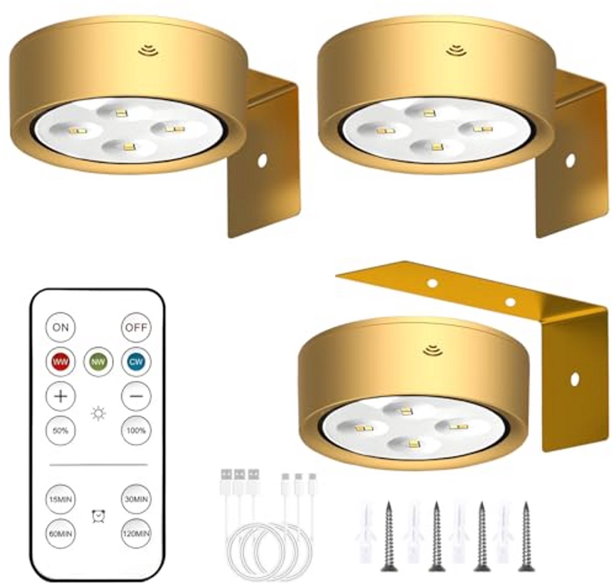Draadloze Wandlamp met Afstandsbediening - Set van 3 - LED Verlichting voor Schilderijen en Fotolijsten - 3 Kleurtemperaturen