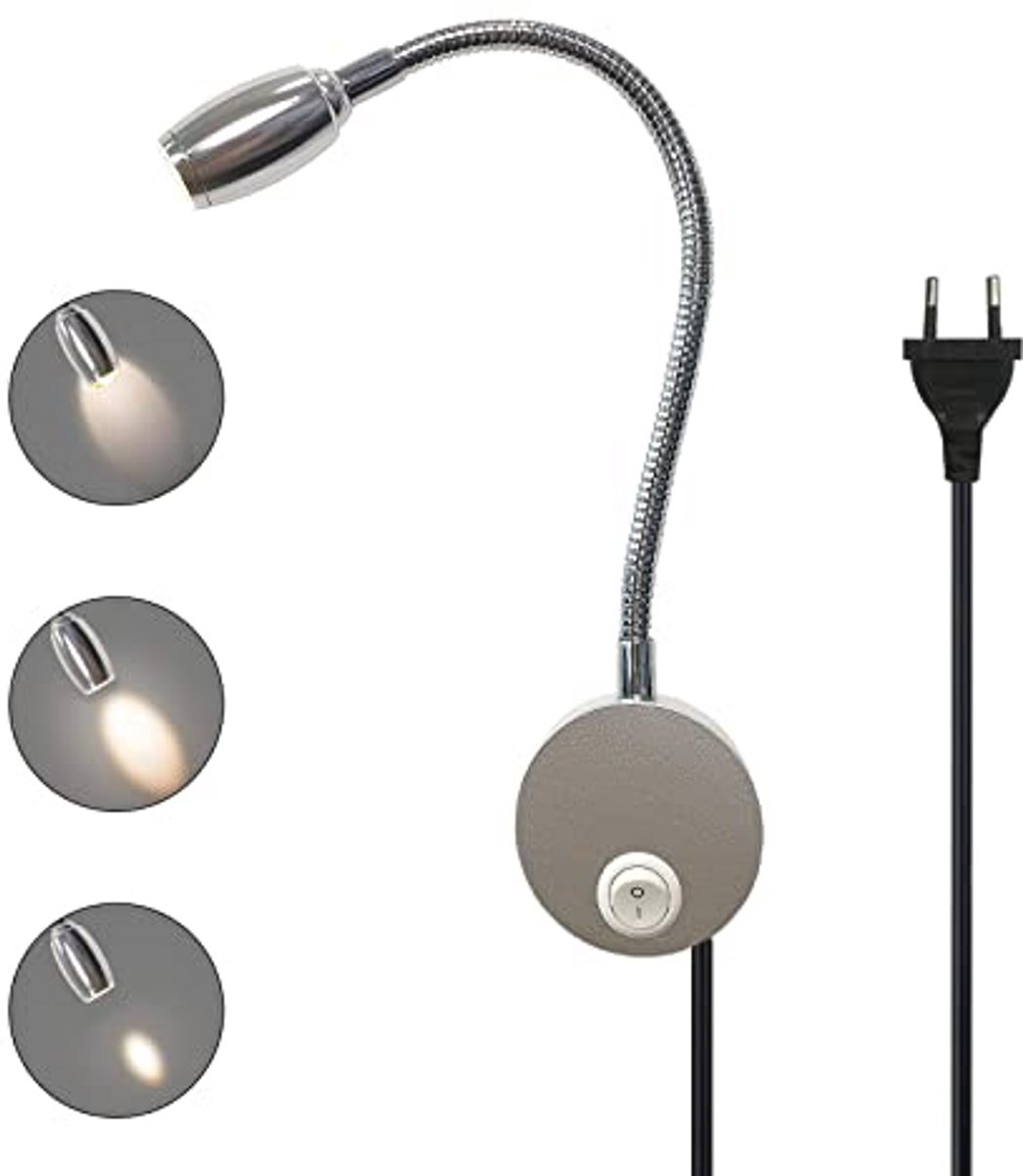 Instelbare Wandleeslamp met Flexibele Zwanenhals en Warm Wit Licht