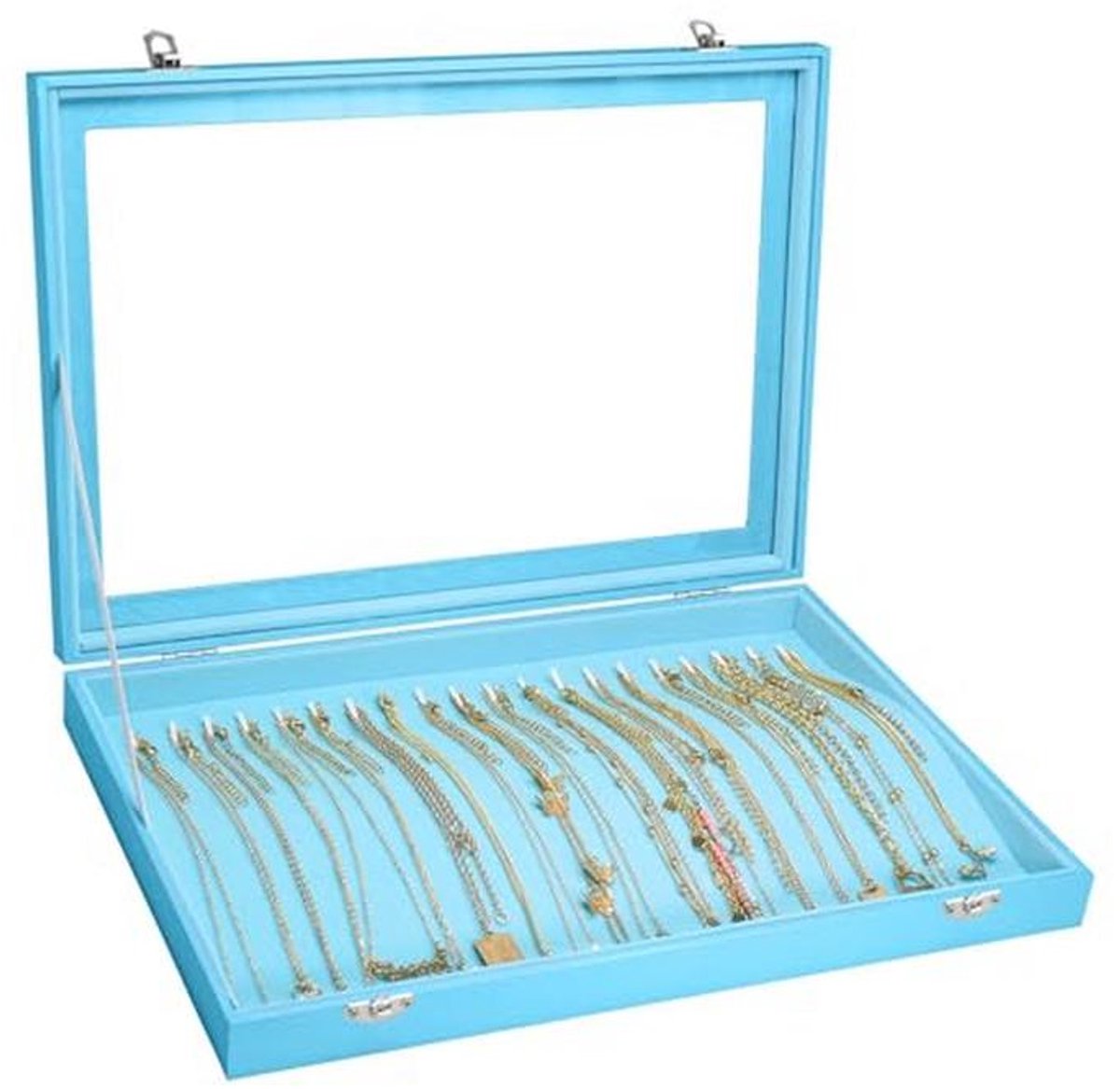Ketting Organizer Box 20 Haken Sieraden Display met Transparant Deksel