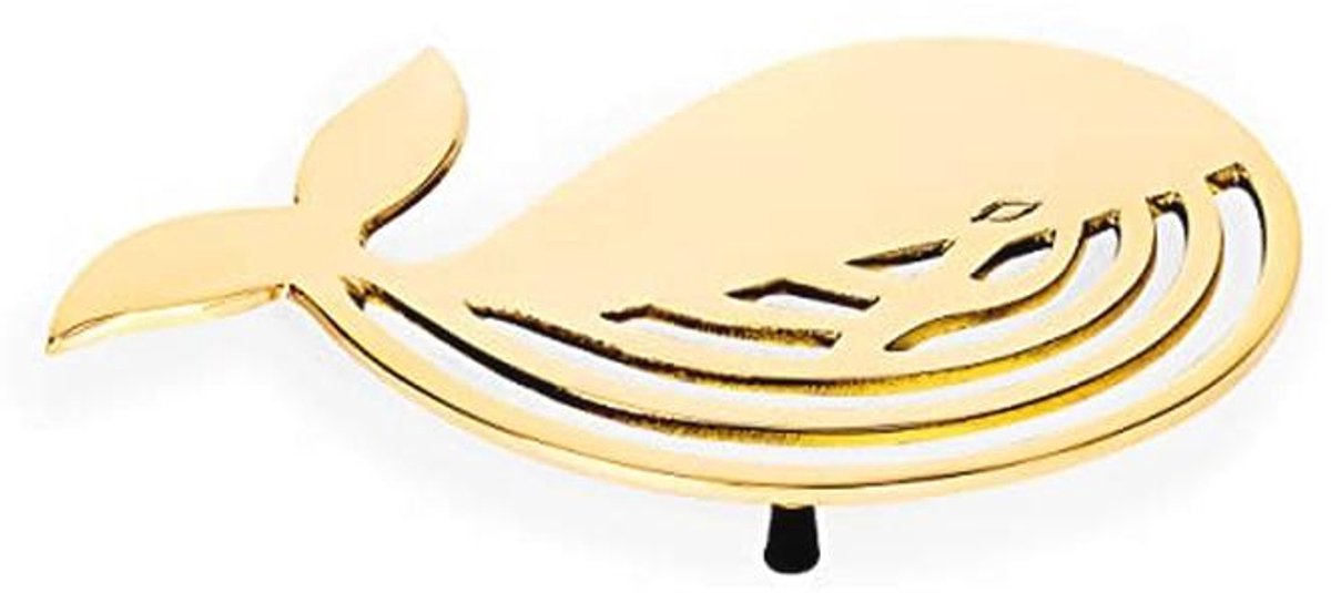Maritime Coaster Whale Solid Brass Gold - 20x13.5x1.5cm