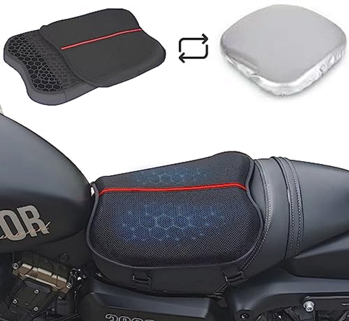 Motorzadelkussen voor motorfiets met schokdemping en warmte-isolatie
