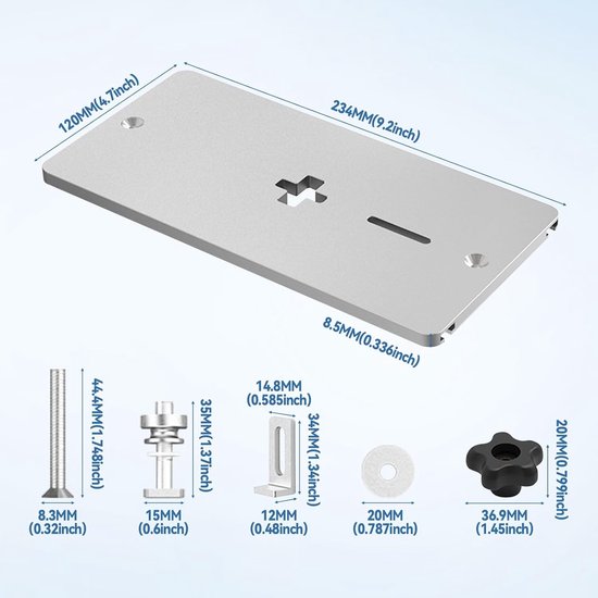 Inzetplaat voor elektrische decoupeerzaag van aluminiumlegering met klepbord voor werk van Merkloos	 — afbeelding 2