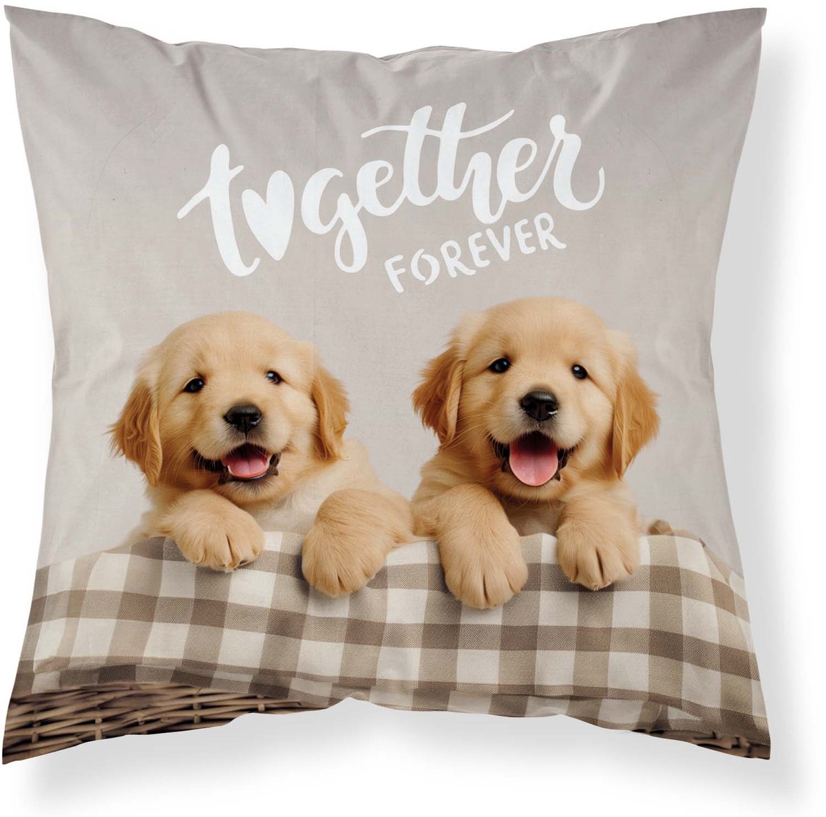 HUISDIER N HUISDIER Puppy Sierkussen 40x40cm Hondje Golden Retiever beige
