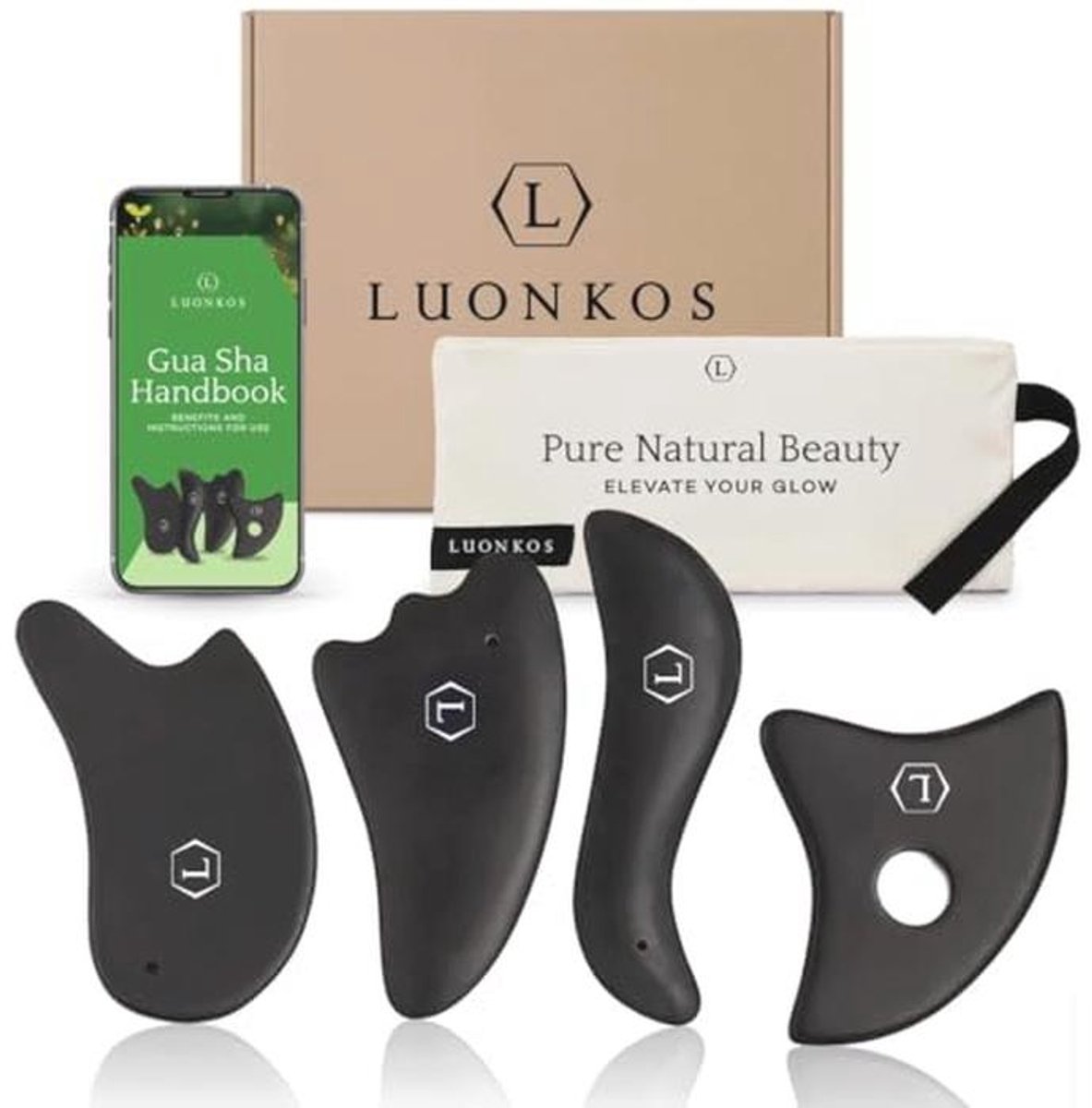Handgemaakte Gua Sha Massage Tools van Bian Stone voor Gezicht en Lichaam