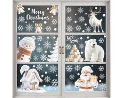 Ventdest Zelfklevende raamafbeeldingen voor Kerstmis, 9 vellen witte raamstickers Kerstmis kinderen sneeuwvlokken raamafbeeldingen voor winter kerstdecoratie