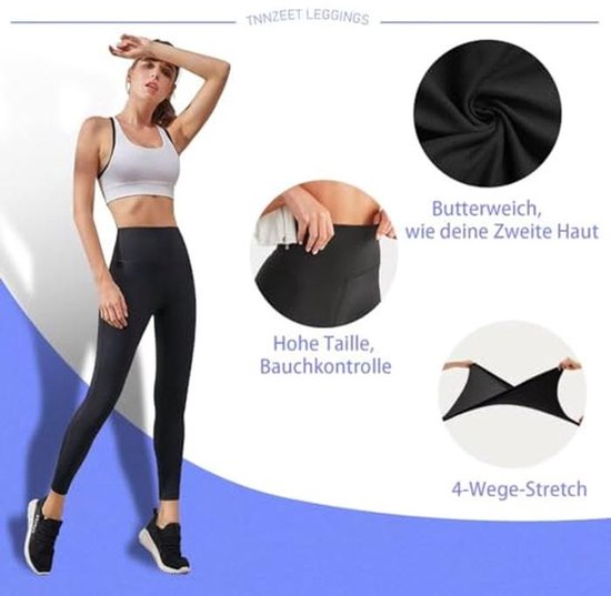 TNNZEET Leggings Hoge Taille voor Dames, Elastische Sportbroek Anti-cellulitis, voor Sport, Yoga, Gym — afbeelding 4