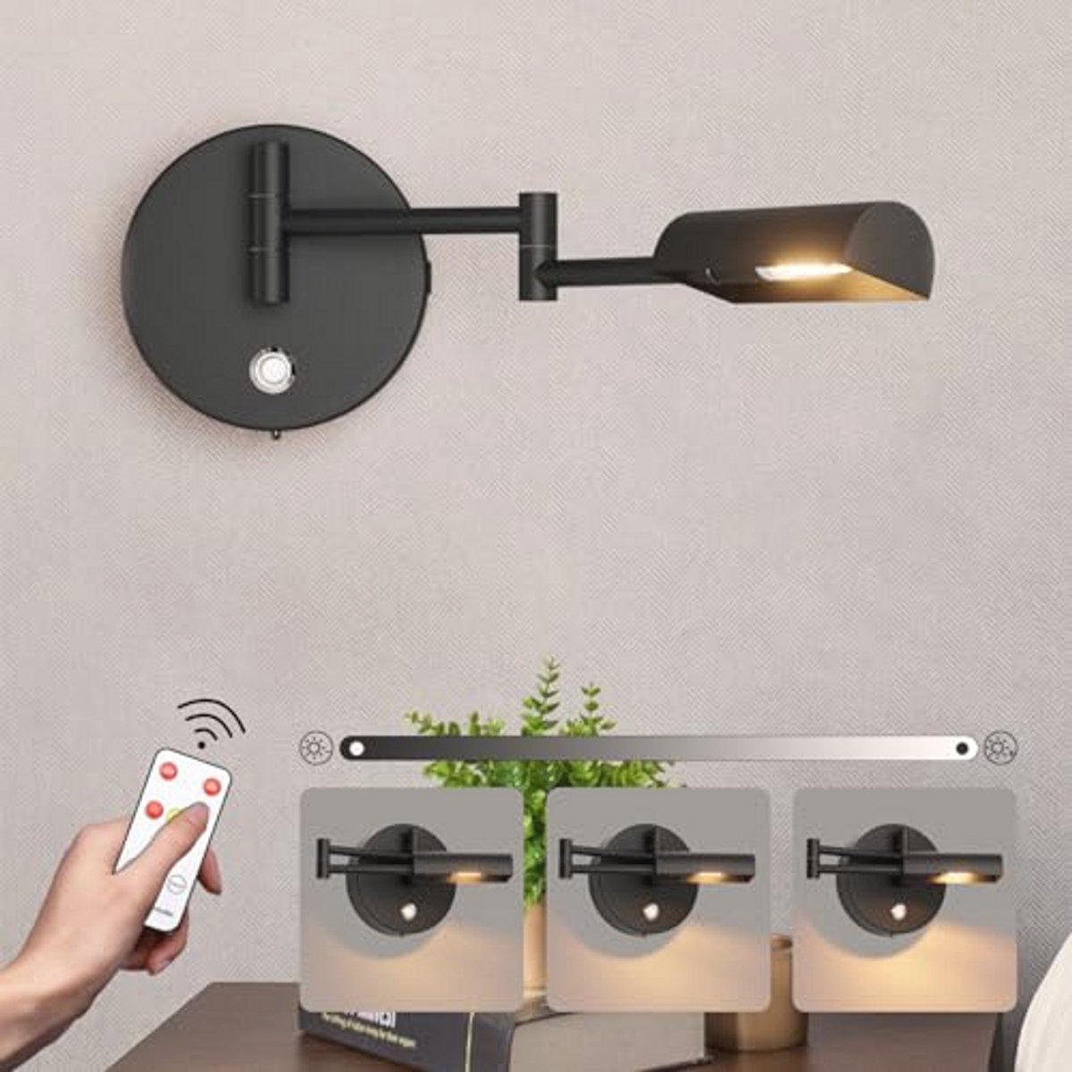 Draadloze LED Wandlamp voor Binnen met Afstandsbediening en Dimmer