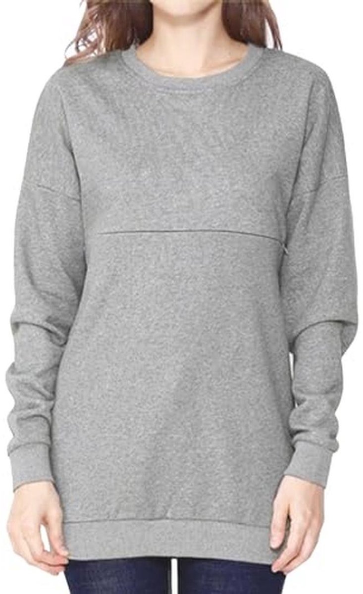 Comfortabel zwangerschaps- en borstvoedingsshirt met lange mouwen en ritssluiting