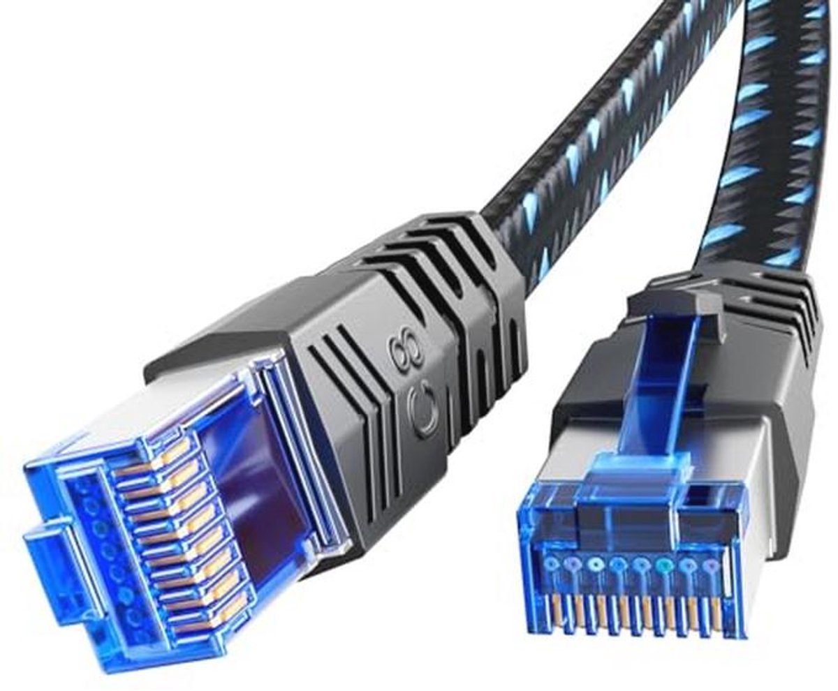 Ethernet Kabel Cat8 - 1m RJ45 Netwerkkabel 40Gbps 2000MHz voor Gaming en Internet