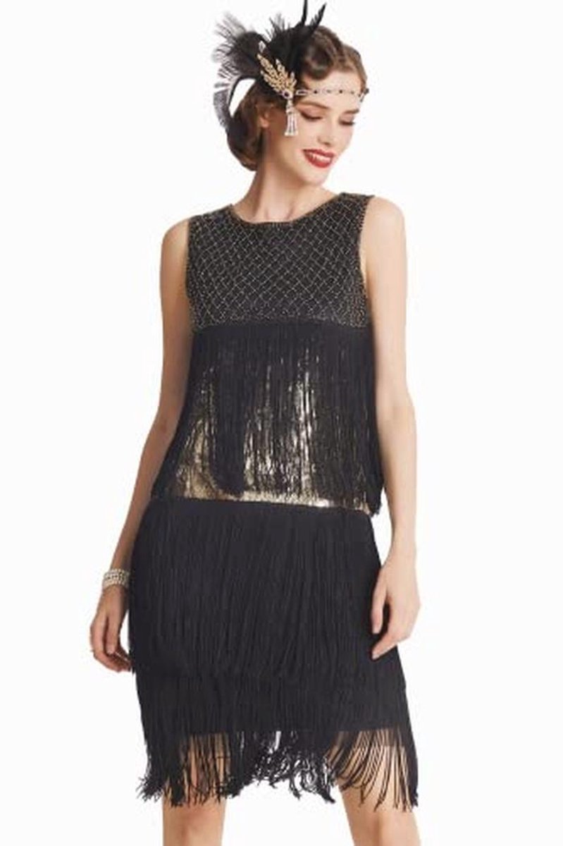 Cocktailjurk Jaren 20 voor Dames - Flapperstijl Knielang Gatsby Kostuum